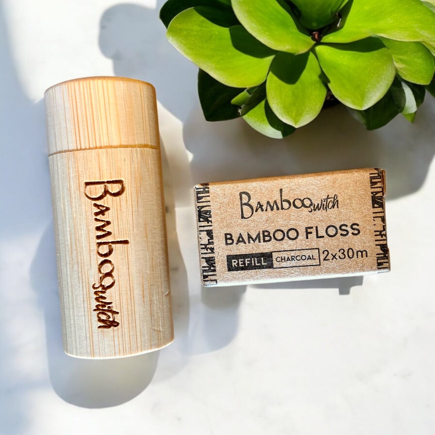 Bamboo Floss Container + Bamboo Charcoal Floss