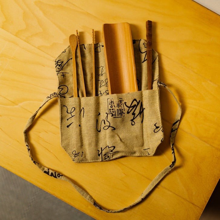 Bamboo Tea Tool Set in Travel Pouch