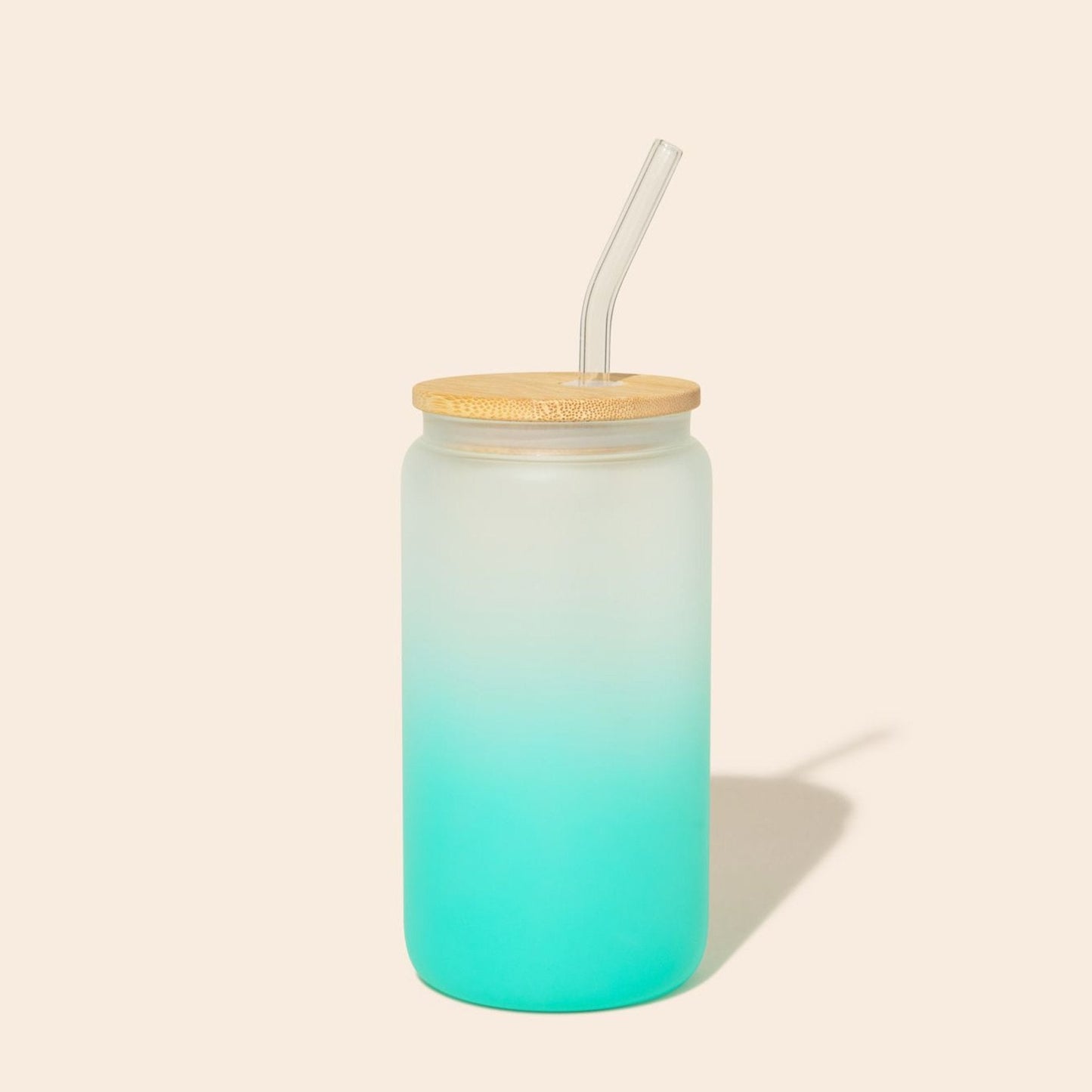 Glass Can Tumbler with Glass Straw