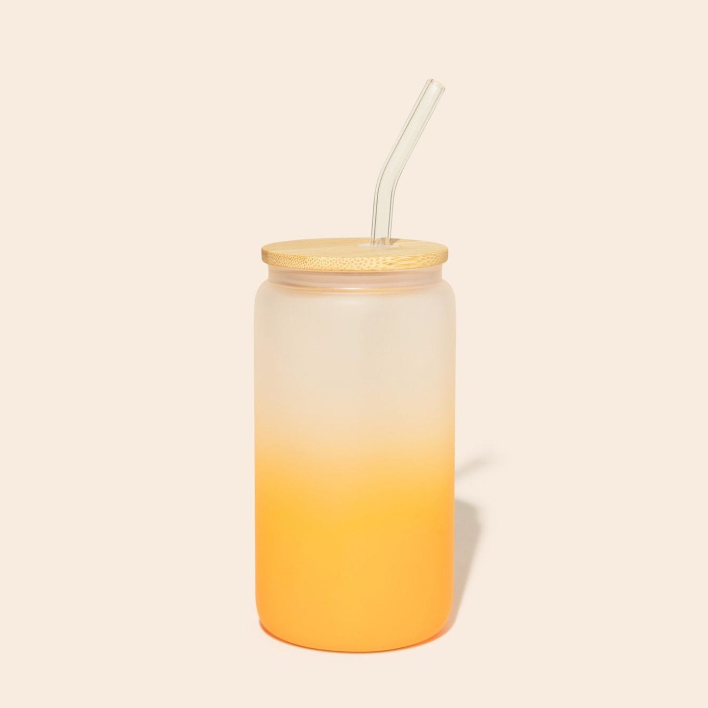 Glass Can Tumbler with Glass Straw