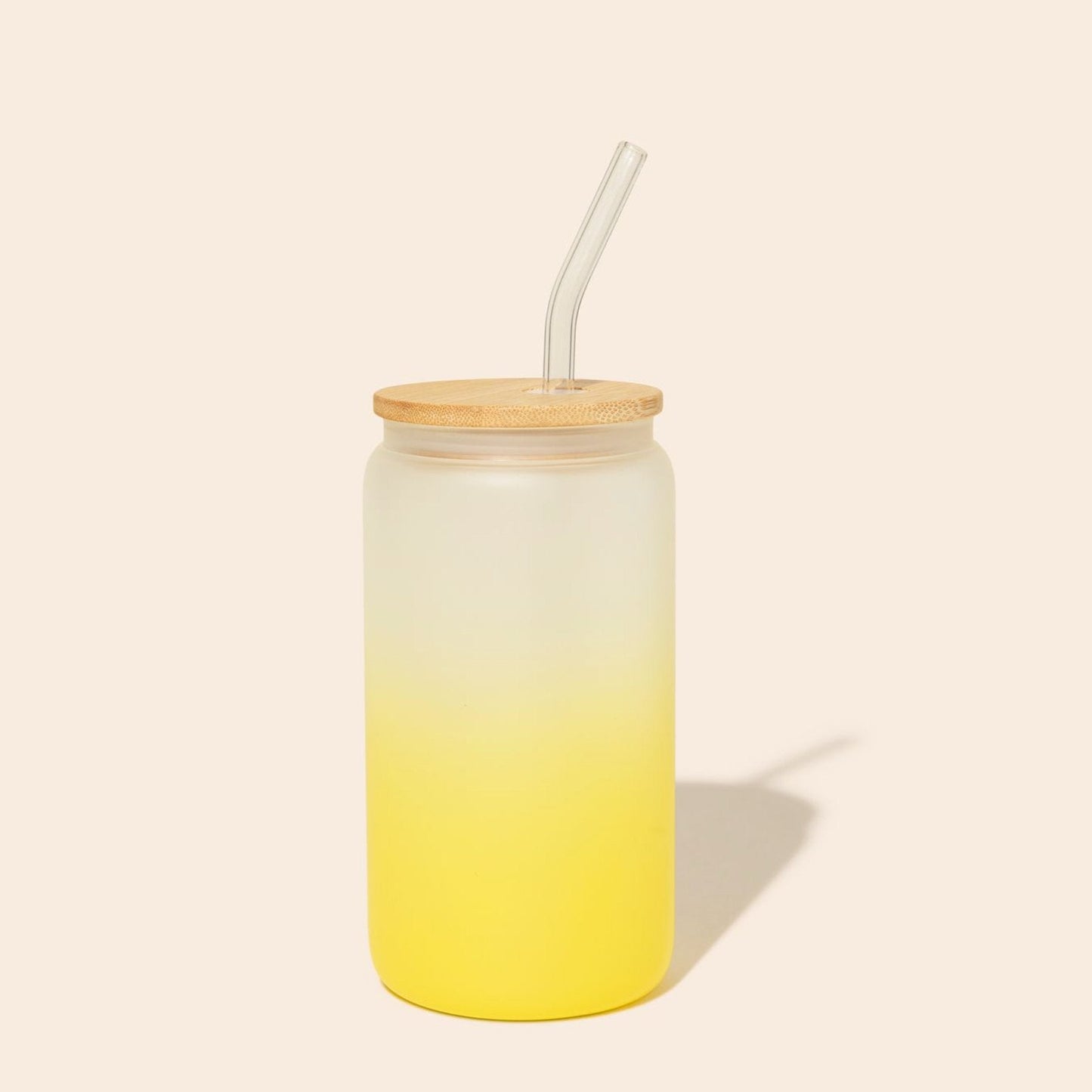 Glass Can Tumbler with Glass Straw