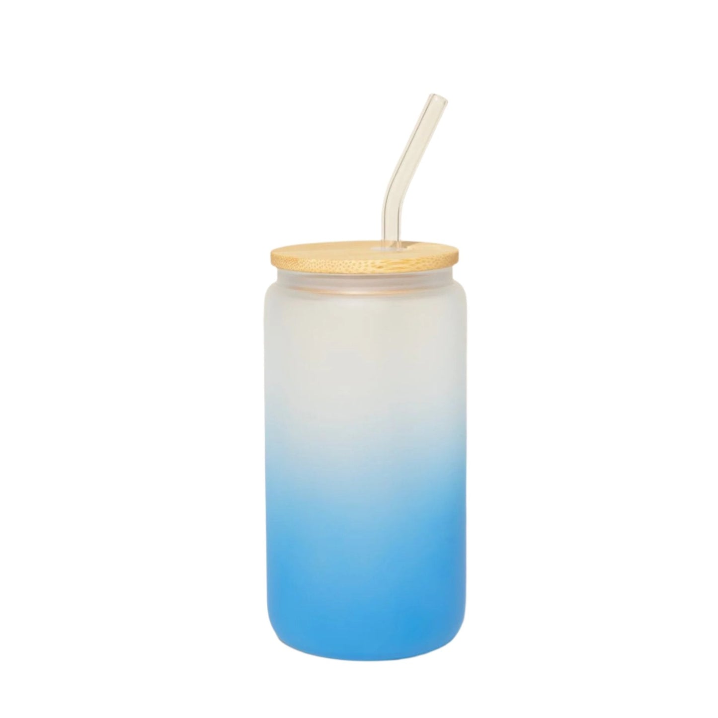 Glass Can Tumbler with Glass Straw