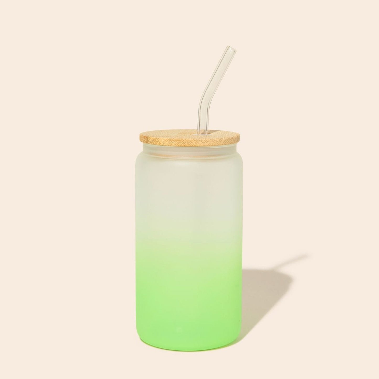 Glass Can Tumbler with Glass Straw