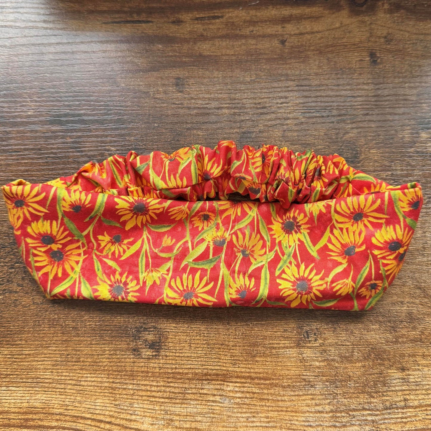 Sunflowers on Deep Red Fabric Headband