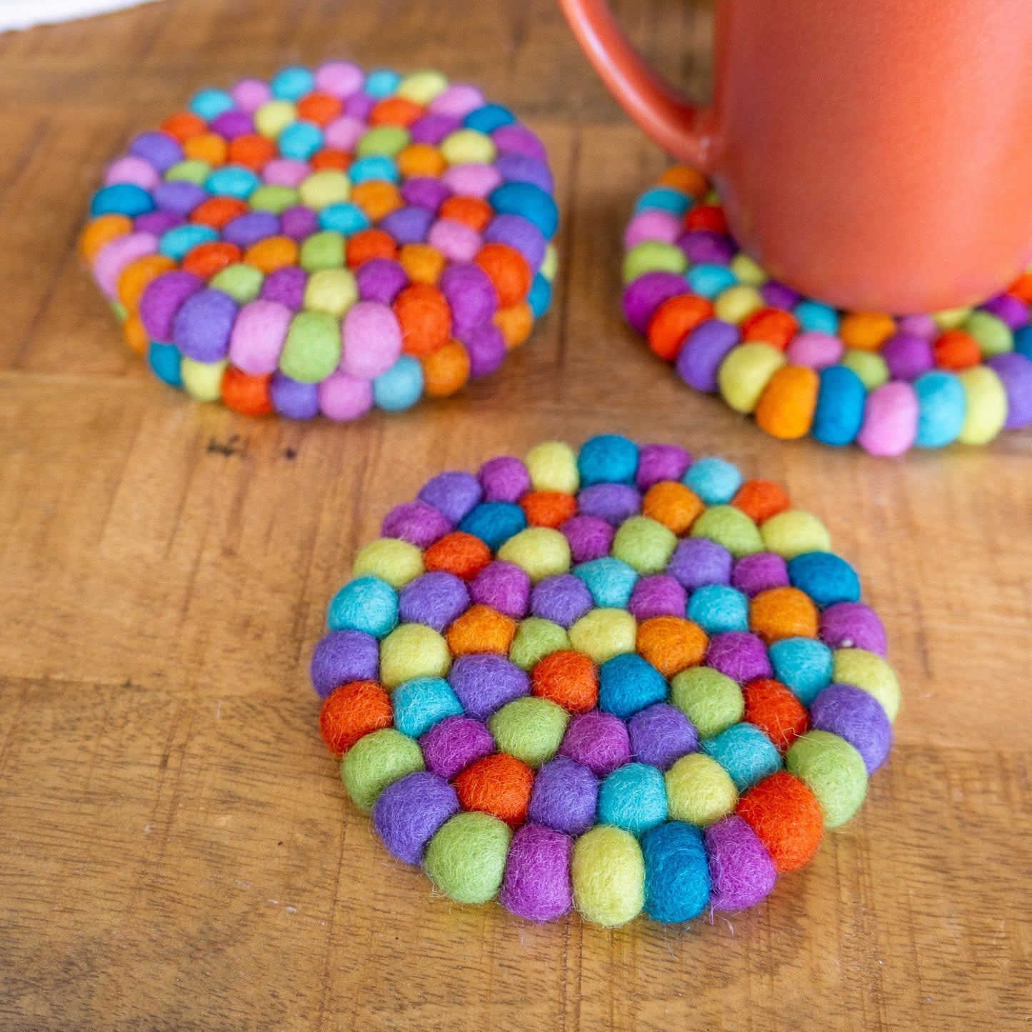 Shiny Happy Rainbow Eco Coasters & Trivet