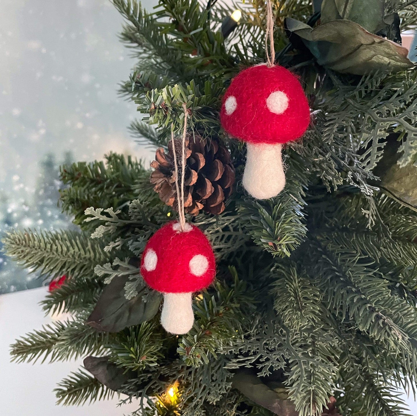 Red Toadstool Ornaments - Set of 3