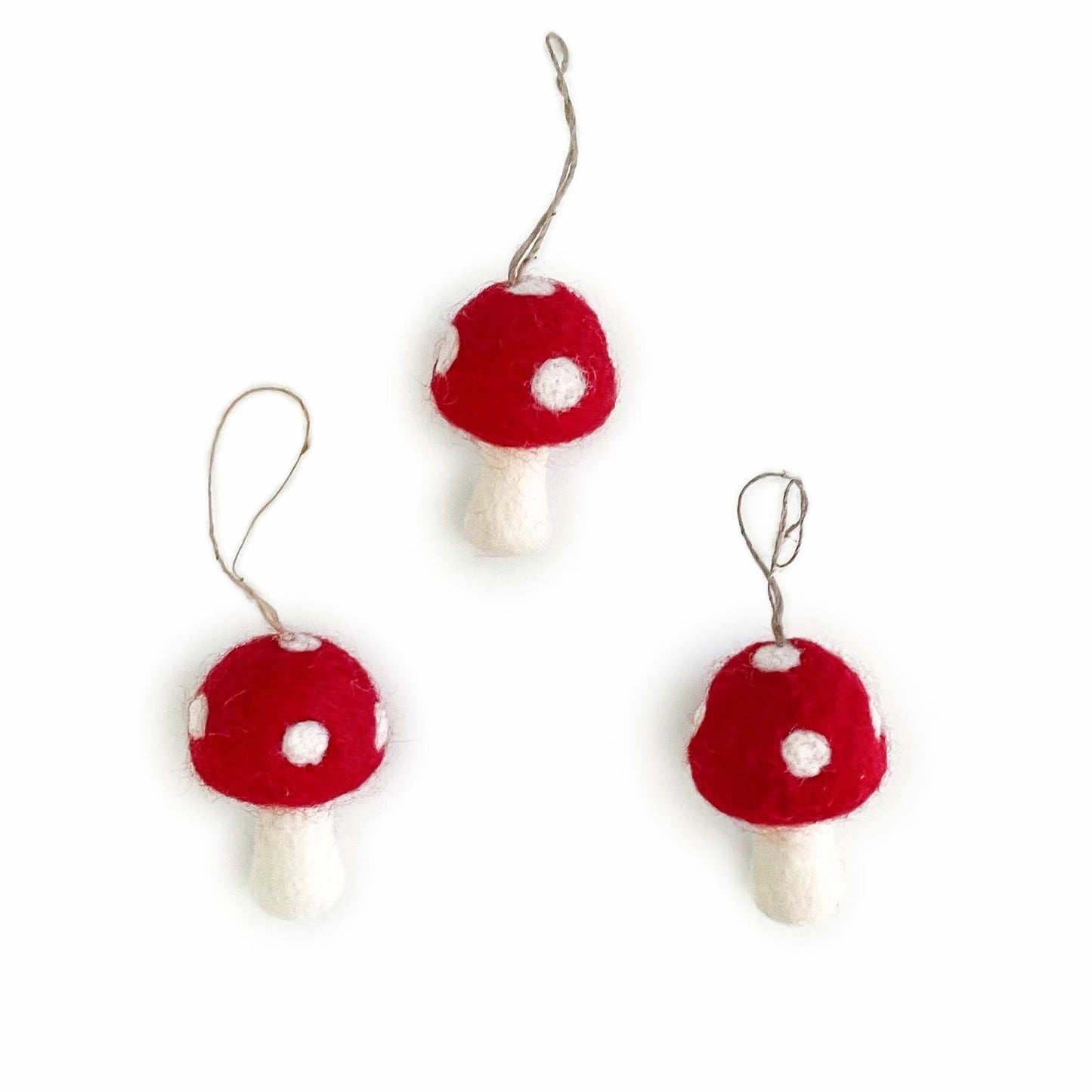 Red Toadstool Ornaments - Set of 3